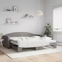 Lova su ištraukiama dalimi/čiužiniu, taupe, 100x200cm, audinys