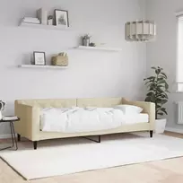 Lova su čiužiniu, kreminės spalvos, 80x200cm, audinys
