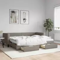 Lova su ištraukiama dalimi/stalčiais, taupe, 80x200cm, audinys