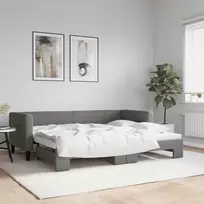 Lova su ištraukiama dalimi, tamsiai pilka, 80x200cm, audinys