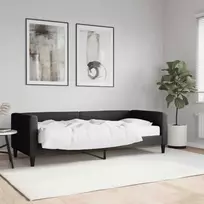 Lova su čiužiniu, juodos spalvos, 80x200cm, audinys