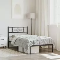 Lova Metalinis lovos rėmas su galvūgaliu, juodos spalvos, 90x190cm