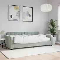 Lova su čiužiniu, šviesiai pilkos spalvos, 100x200cm, aksomas