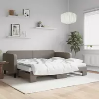 Lova su ištraukiama dalimi/čiužiniu, taupe, 90x200cm, audinys