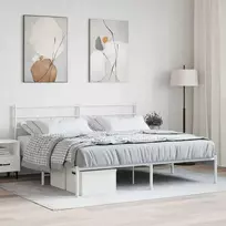 Lova Metalinis lovos rėmas su galvūgaliu, baltos spalvos, 183x213cm