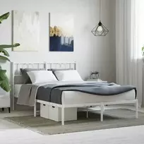 Lova Metalinis lovos rėmas su galvūgaliu, baltos spalvos, 135x190cm