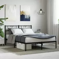 Lova Metalinis lovos rėmas su galvūgaliu, juodos spalvos, 135x190cm