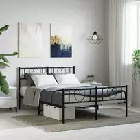 Lova Lovos rėmas su galvūgaliu/kojūgaliu, juodas, 135x190cm, metalas