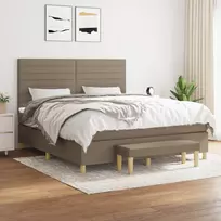 Lova su spyruoklėmis ir čiužiniu, taupe, 160x200 cm, audinys