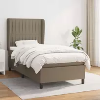 Lova su spyruoklėmis ir čiužiniu, taupe, 100x200cm, audinys