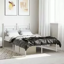 Lova Metalinis lovos rėmas su galvūgaliu, baltos spalvos, 120x190cm