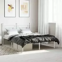 Lova Metalinis lovos rėmas su galvūgaliu, baltos spalvos, 135x190cm