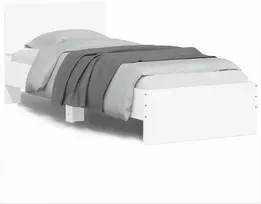 Lovos rėmas su galvūgaliu ir LED lemputėmis, baltas, 90x200cm
