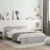 Lova Lovos rėmas su galvūgaliu, betono pilkos spalvos, 140x190cm
