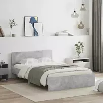 Lova Lovos rėmas su galvūgaliu, betono pilkos spalvos, 135x190cm