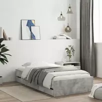 Lova Lovos rėmas su stalčiais, betono, 75x190cm, apdirbta mediena