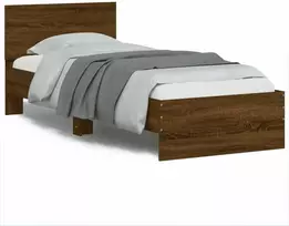 Lovos rėmas su galvūgaliu ir LED lemputėmis, rudas, 75x190cm