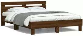 Lova Lovos rėmas su galvūgaliu ir LED, rudas ąžuolo, 140x190cm