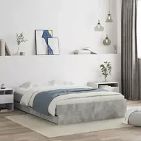 Lova Lovos rėmas su stalčiais, betono, 135x190cm, apdirbta mediena