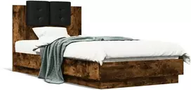 Lova Lovos rėmas su galvūgaliu ir LED lemputėmis, dūminis, 75x190cm
