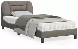 Lova Lovos rėmas su LED, taupe spalvos, 90x200cm, audinys