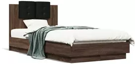 Lova Lovos rėmas su galvūgaliu ir LED lemputėmis, rudas, 90x190cm