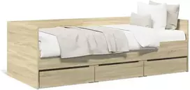 Lova Kušetė su stalčiais be čiužinio, ąžuolo spalvos, 75x190 cm