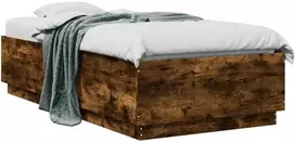 Lova Lovos rėmas su LED, dūminio ąžuolo, 75x190cm, apdirbta mediena