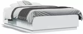 Lova Lovos rėmas su LED, baltas, 135x190cm, apdirbta mediena