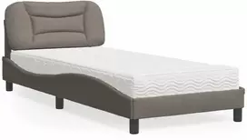 Lova su čiužiniu, taupe spalvos, 90x200cm, audinys