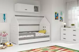 Interbeds Vaikiška lova NAMELIS 1 - balta-pilka, viengulė, 160x800cm