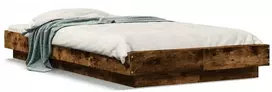 Lova Lovos rėmas su LED, dūminio ąžuolo, 100x200cm, apdirbta mediena