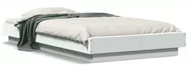 Lova Lovos rėmas su LED, baltas, 90x200cm, apdirbta mediena