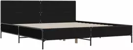 Lova Lovos rėmas, juodas, 200x200cm, apdirbta mediena ir metalas