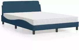 Lova su čiužiniu, mėlynos spalvos, 120x200cm, audinys
