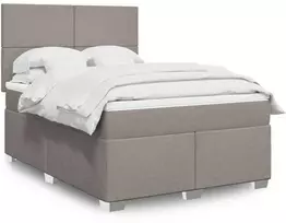 Lova su spyruoklėmis ir čiužiniu, taupe, 140x190 cm, audinys