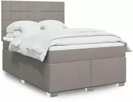Lova su spyruoklėmis ir čiužiniu, taupe, 140x190 cm, audinys