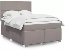 Lova su spyruoklėmis ir čiužiniu, taupe, 160x200 cm, audinys