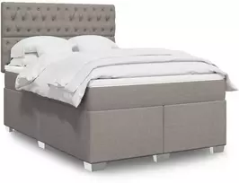 Lova su spyruoklėmis ir čiužiniu, taupe, 140x200 cm, audinys