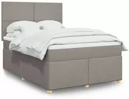 Lova su spyruoklėmis ir čiužiniu, taupe, 140x190 cm, audinys