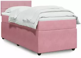 Lova su spyruoklėmis ir čiužiniu, rožinė, 90x200 cm, aksomas