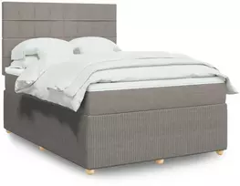 Lova su spyruoklėmis ir čiužiniu, taupe, 140x200 cm, audinys