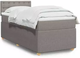Lova su spyruoklėmis ir čiužiniu, taupe, 100x200cm, audinys