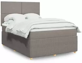 Lova su spyruoklėmis ir čiužiniu, taupe, 140x190 cm, audinys