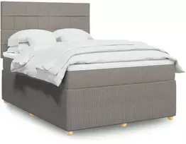 Lova su spyruoklėmis ir čiužiniu, taupe, 140x190 cm, audinys