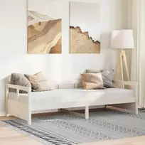 Lova su čiužiniu, balta, 90x200cm, pušies medienos masyvas