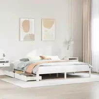 Lova Lovos rėmas su stalčiais, baltos spalvos, 180x200cm, pušis