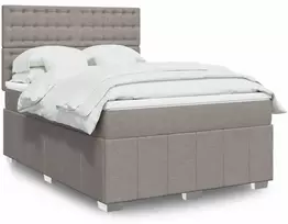 Lova su spyruoklėmis ir čiužiniu, taupe, 140x190 cm, audinys