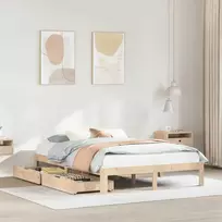 Lova Lovos rėmas su stalčiais, 120x190cm, pušies medienos masyvas