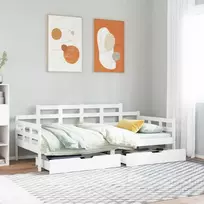 Lova su stalčiais, balta, 80x200cm, pušies medienos masyvas